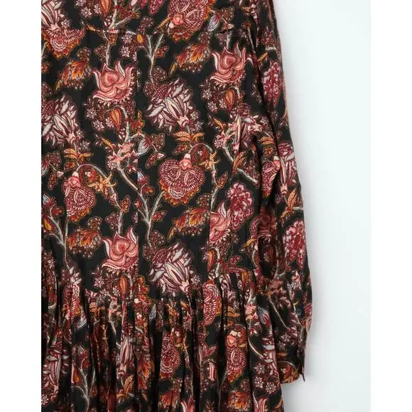 Ulla Johnson Celia Pleated Paisley-print Midi Dress Size 12